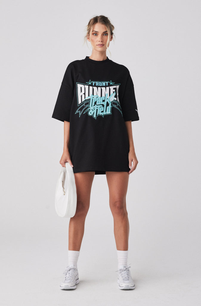 Track Runner Tee - Black Tiffany