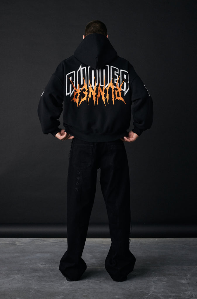 Razor Zip Hoodie - Black Mandarin