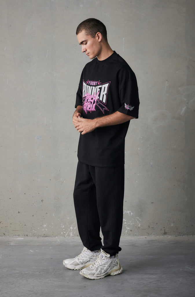 Track Runner Tee - Black Ruby