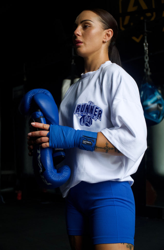 Ringside Tee - White Cobalt