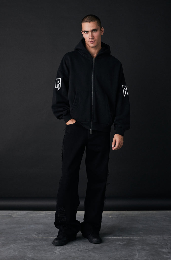 Razor Zip Hoodie - Black Mandarin