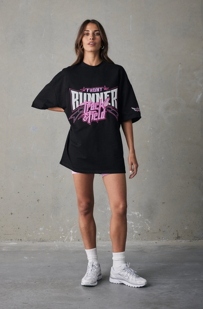 Track Runner Tee - Black Ruby