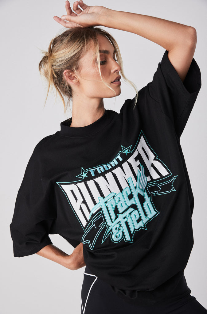 Track Runner Tee - Black Tiffany