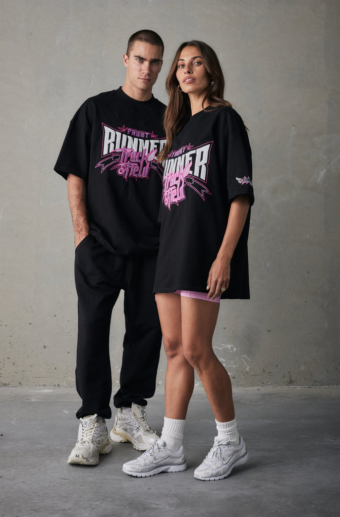 Track Runner Tee - Black Ruby