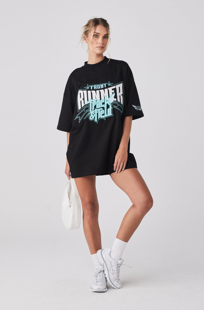 Track Runner Tee - Black Tiffany