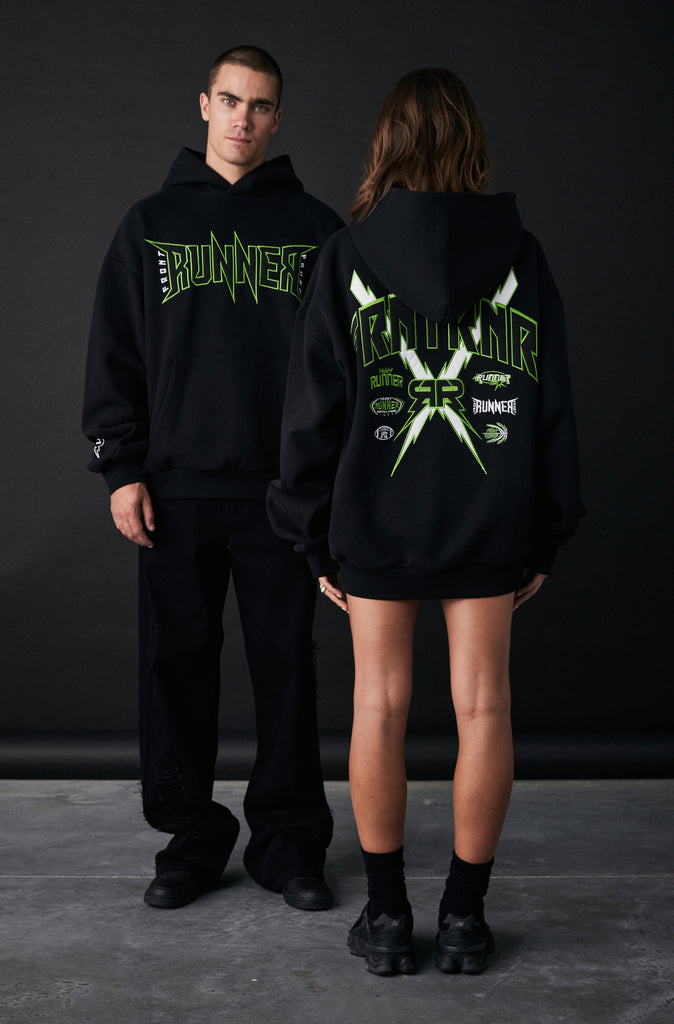 FRNTRNR Bolt Hoodie - Black Lime