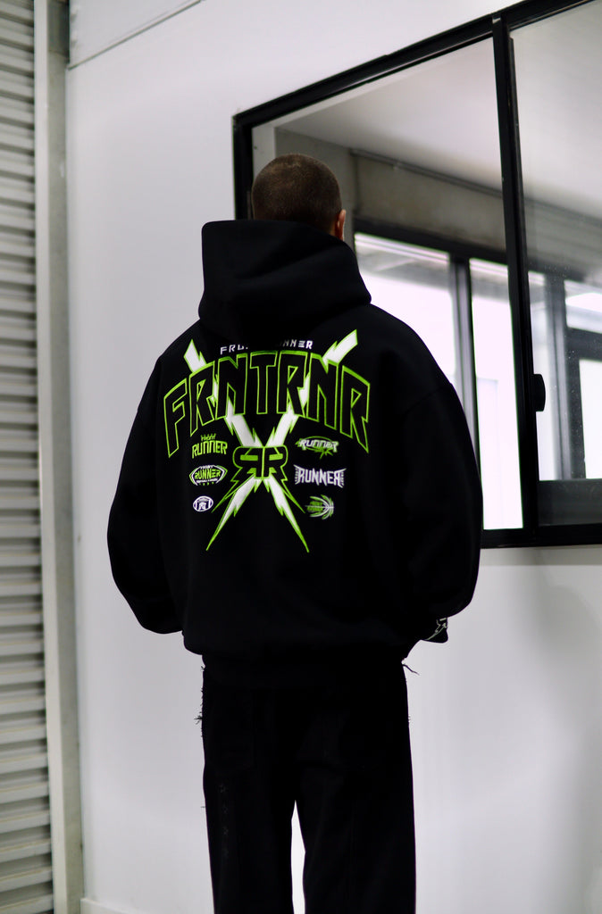 FRNTRNR Bolt Hoodie - Black Lime