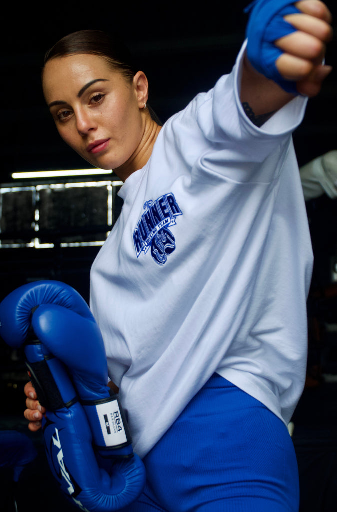 Ringside Tee - White Cobalt