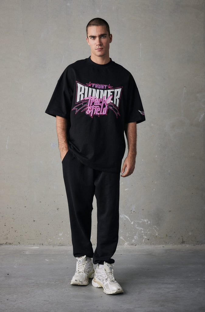 Track Runner Tee - Black Ruby