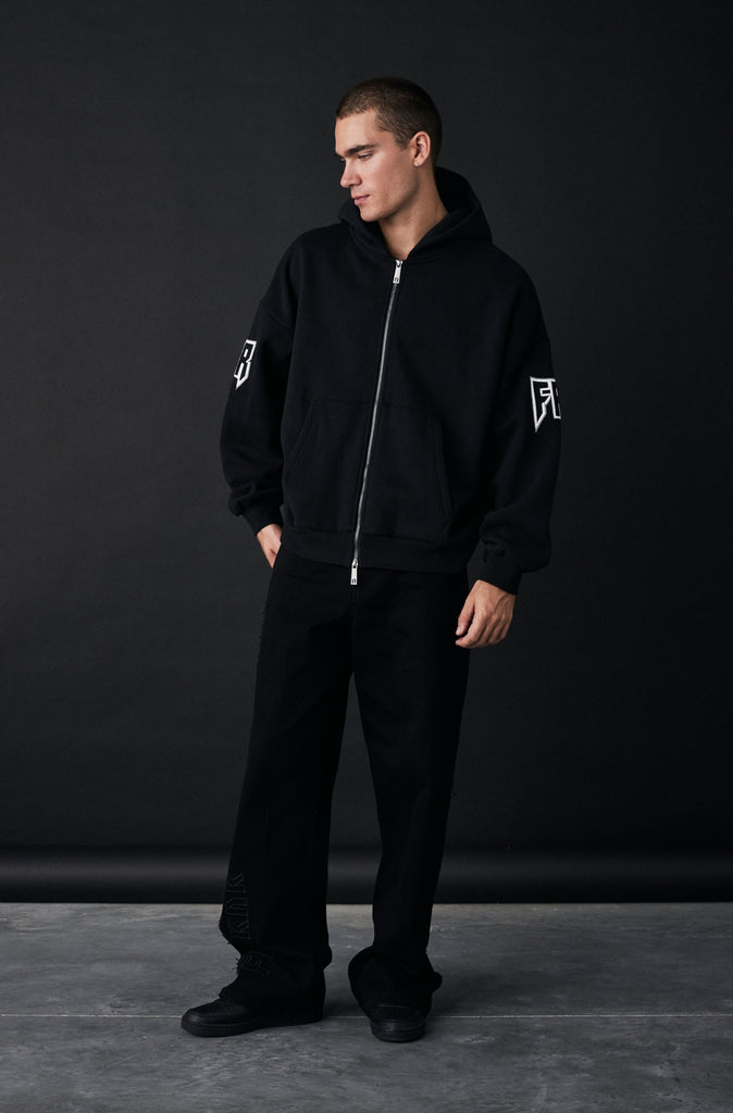Razor Zip Hoodie - Black Mandarin