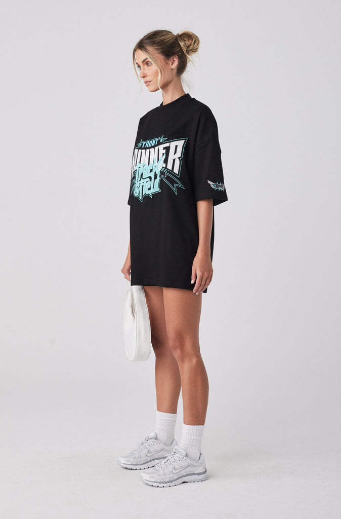 Track Runner Tee - Black Tiffany