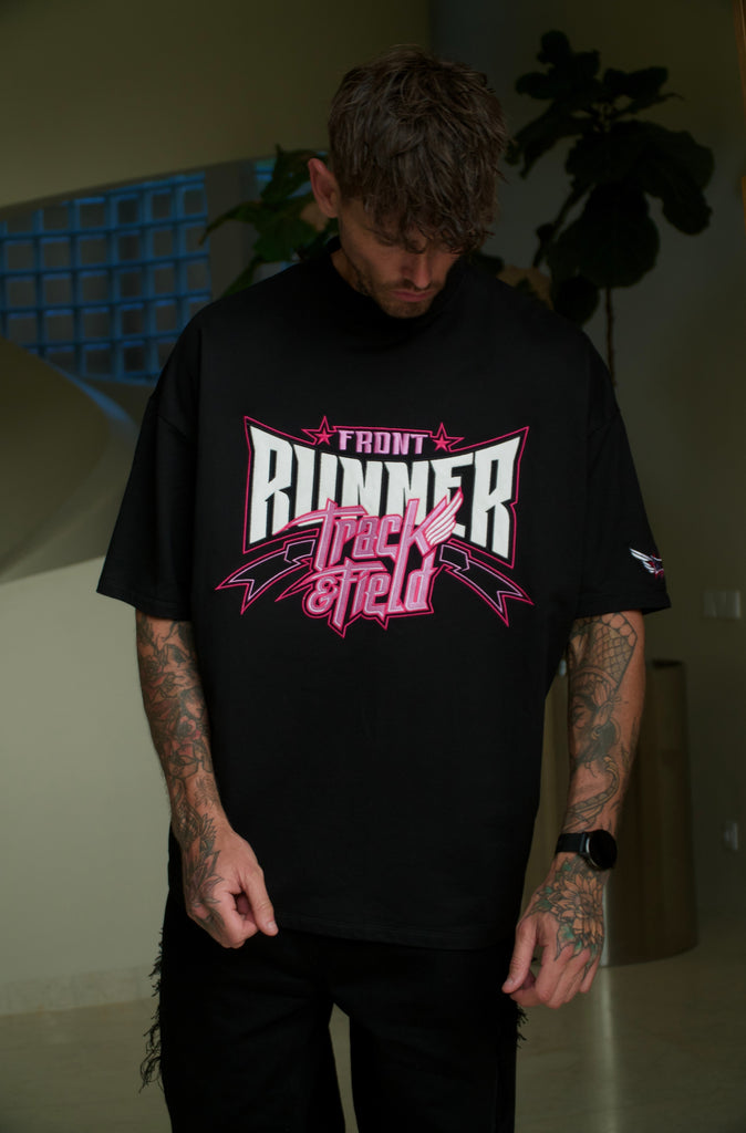 Track Runner Tee - Black Ruby