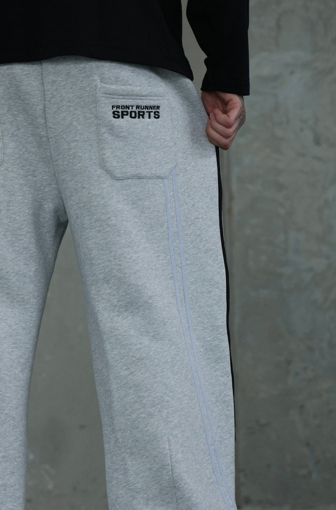 FR Sports Stripe Barrel Leg Trackpant Grey Marle