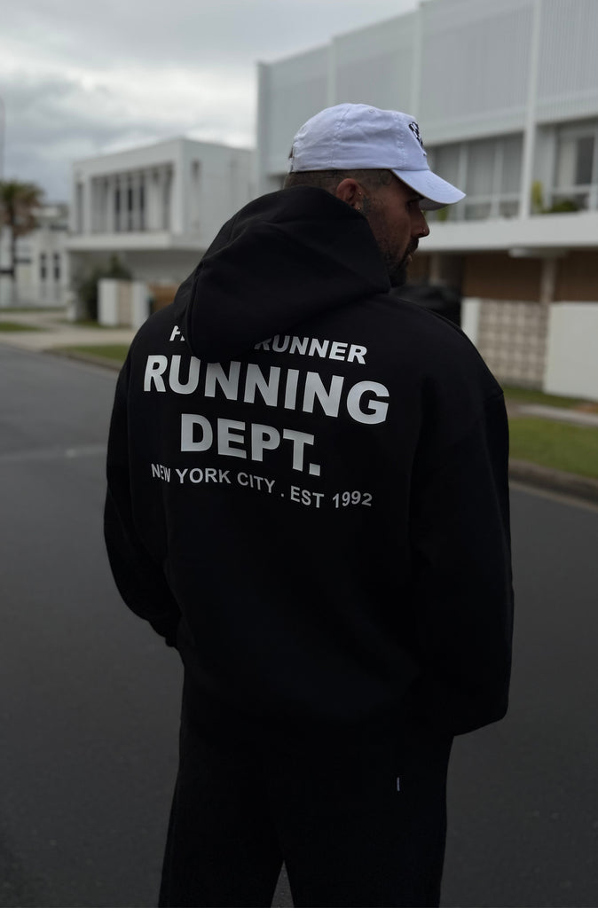 Running Dept Hoodie Black White