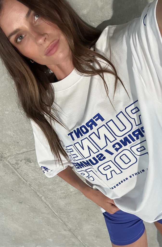 Varsity Sports Tee - White Cobalt