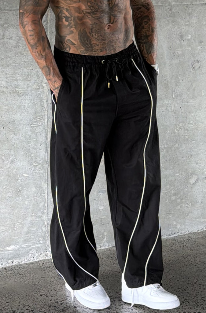 Phase Piped Barrel Leg Pant Black