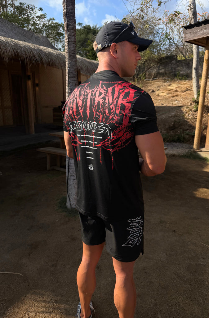 Controlled Chaos Fitted Tee Black Scarlet