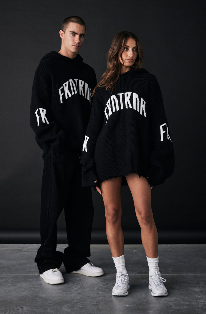 FRNTRNR Knit Hoodie - Black