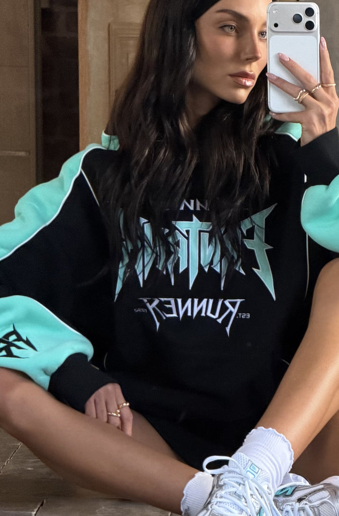 Tagged 2 Tone Hoodie Black Tiffany