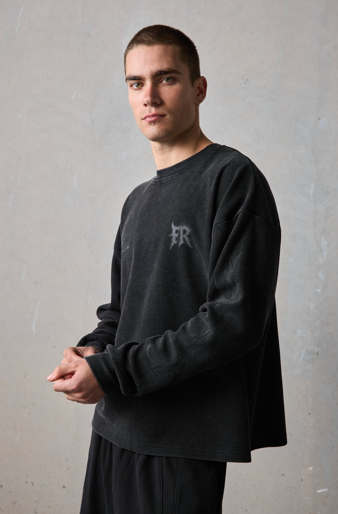 Sandstorm L/S Waffle Tee - Black