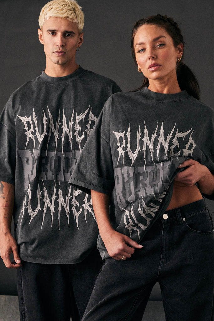 Runner Tribe Tee Washed Black 