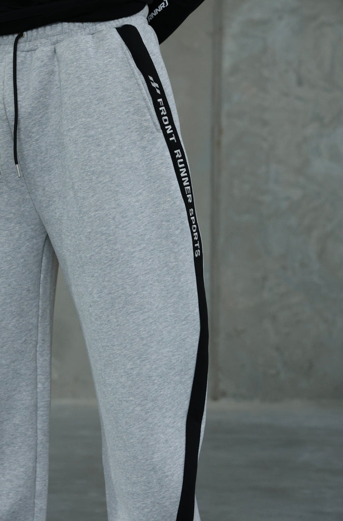 FR Sports Stripe Barrel Leg Trackpant Grey Marle