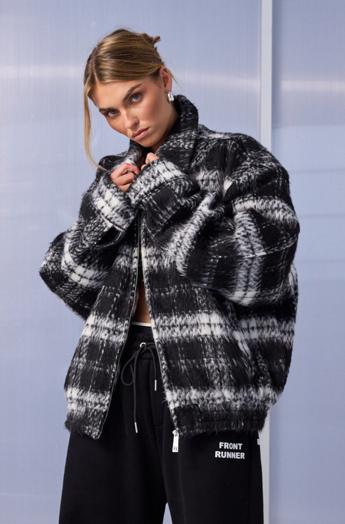 Apex Check Bomber Black White