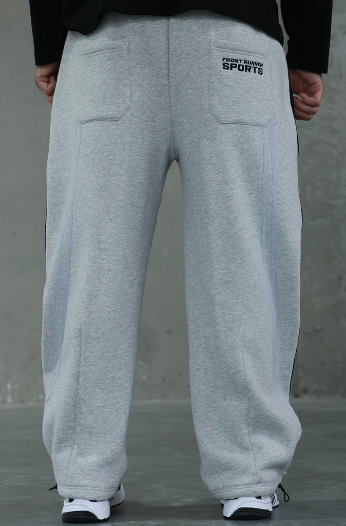 FR Sports Stripe Barrel Leg Trackpant Grey Marle