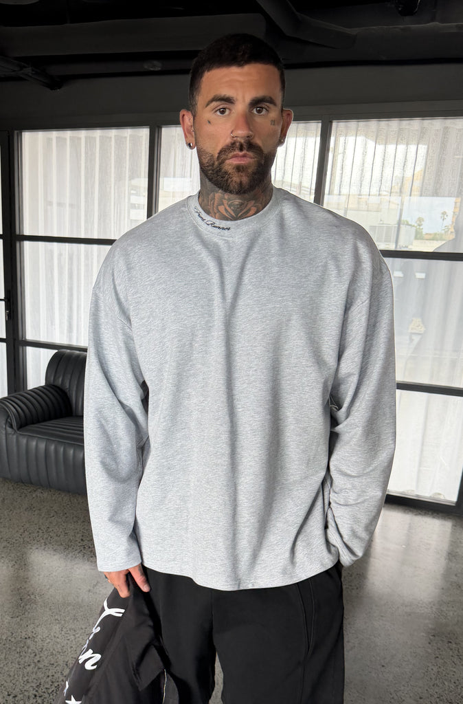 Script L/S Tee Grey Marle