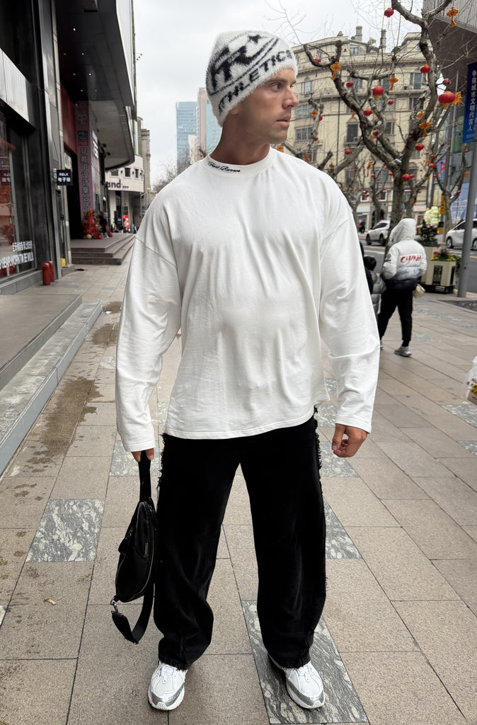 Script L/S Tee White