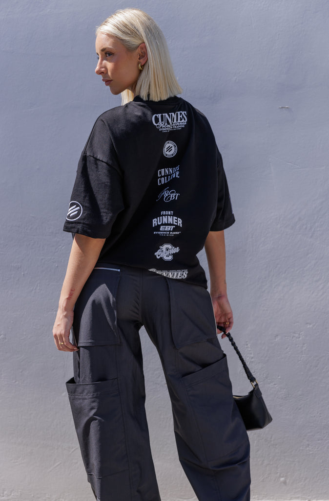 Cunnies Tee with Back Logos - Monochrome