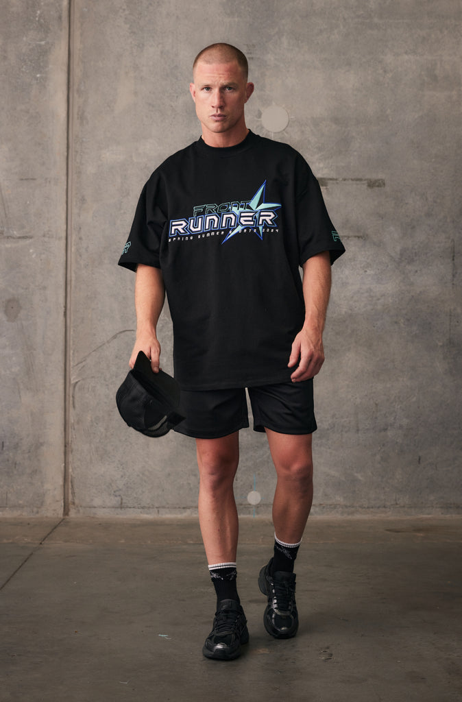 SS Runner Logo Tee - Black Aqua