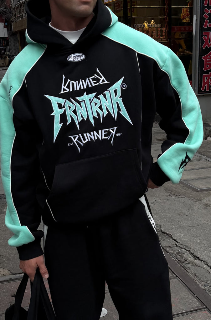 Tagged 2 Tone Hoodie Black Tiffany