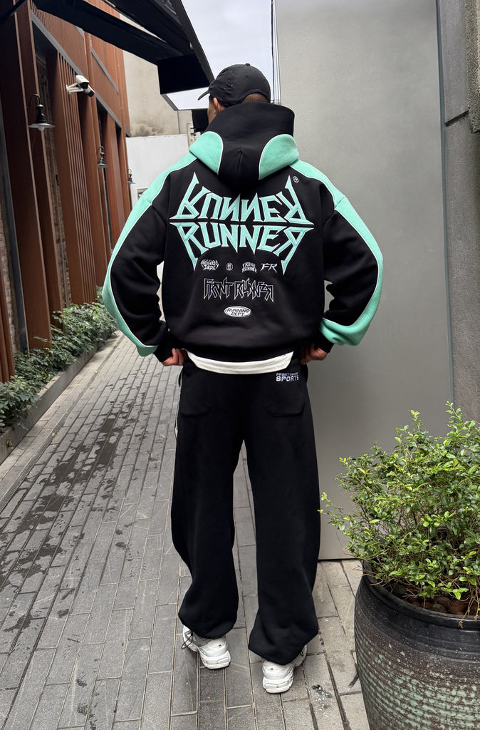 Tagged 2 Tone Hoodie Black Tiffany