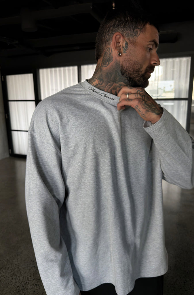 Script L/S Tee Grey Marle