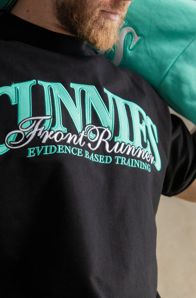 Cunnies Tee with Back Logos - Black & Tiffany