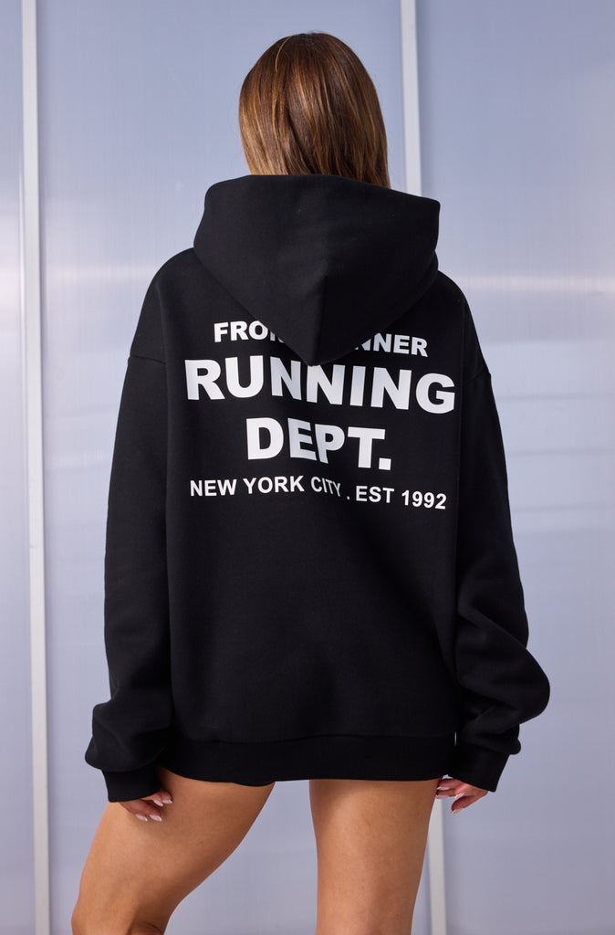 Running Dept Hoodie Black White