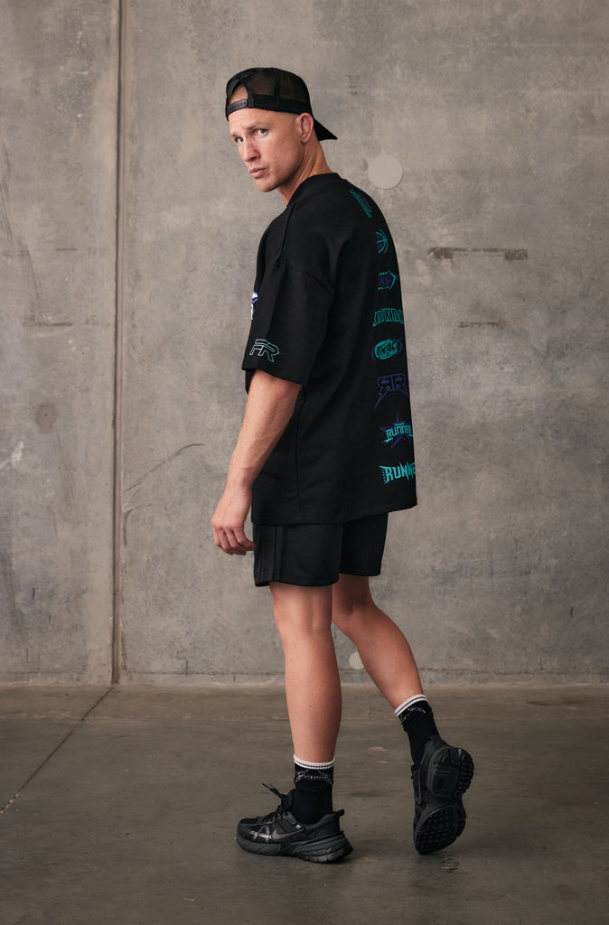 SS Runner Logo Tee - Black Aqua