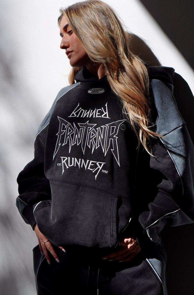 Tagged 2 Tone Hoodie Washed Black