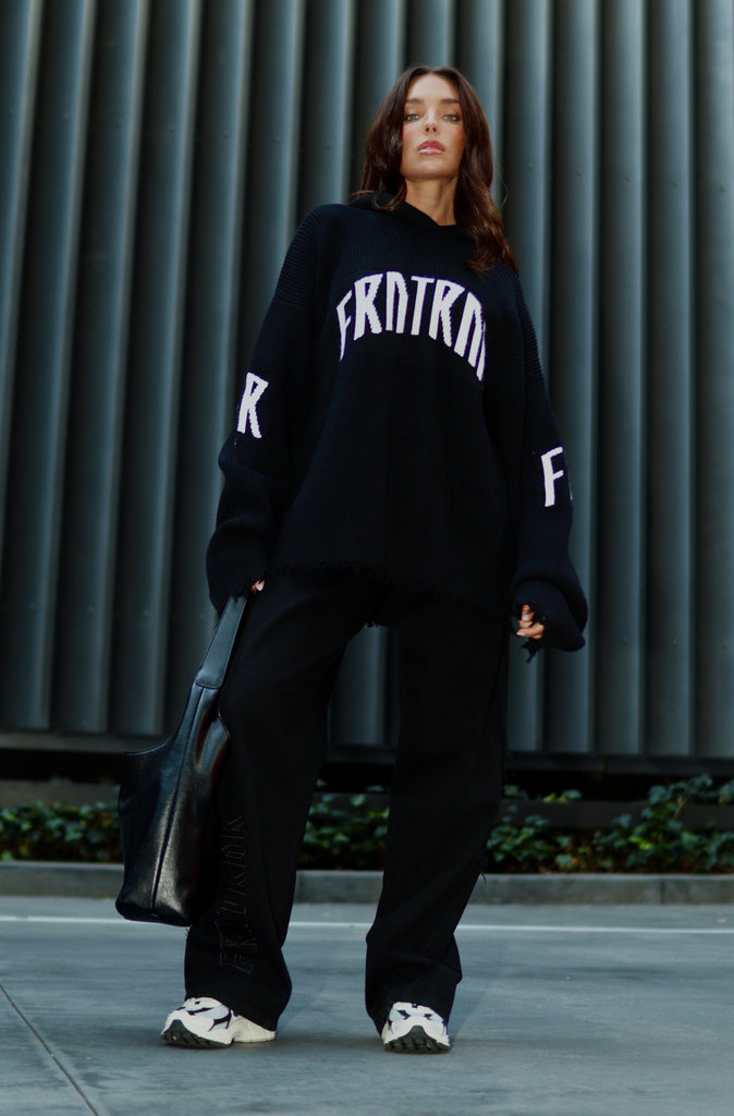 FRNTRNR Knit Hoodie - Black