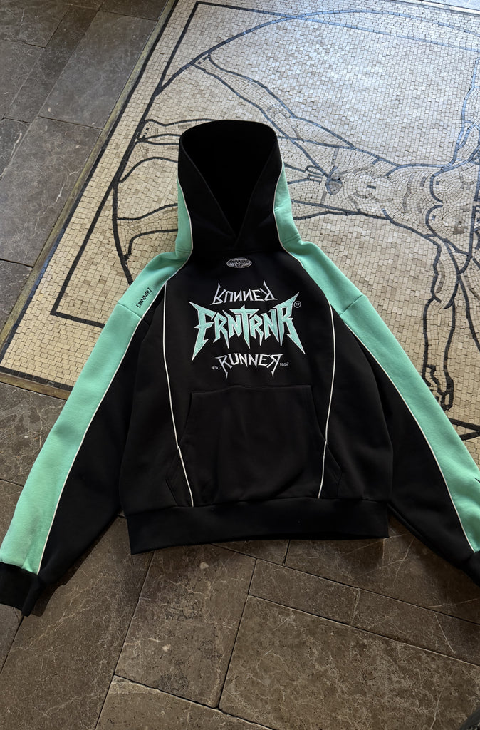 Tagged 2 Tone Hoodie Black Tiffany