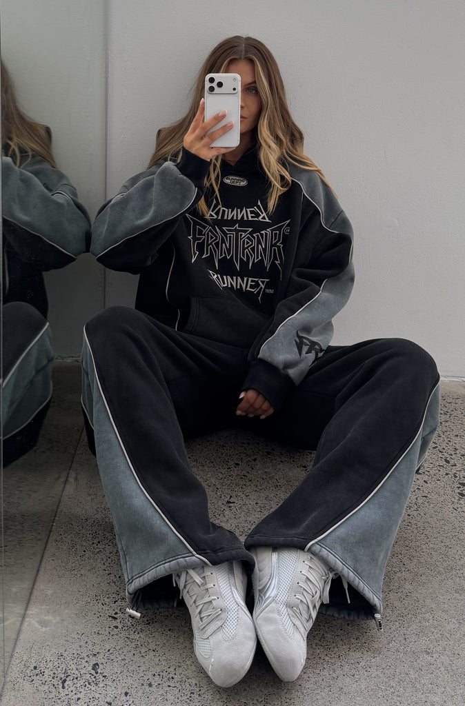 Tagged 2 Tone Hoodie Washed Black