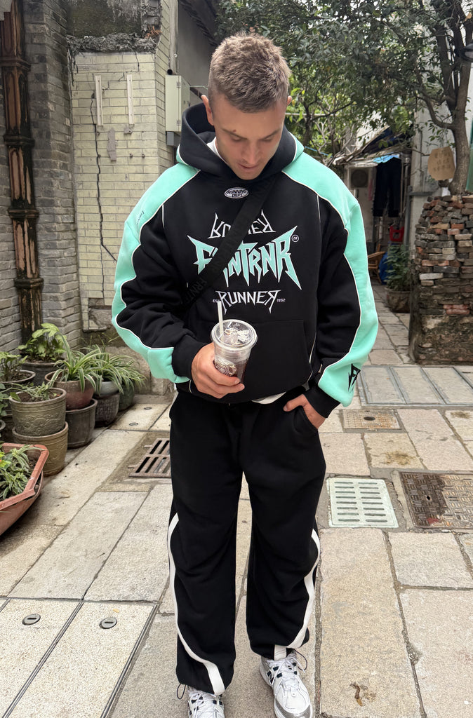 Tagged 2 Tone Hoodie Black Tiffany