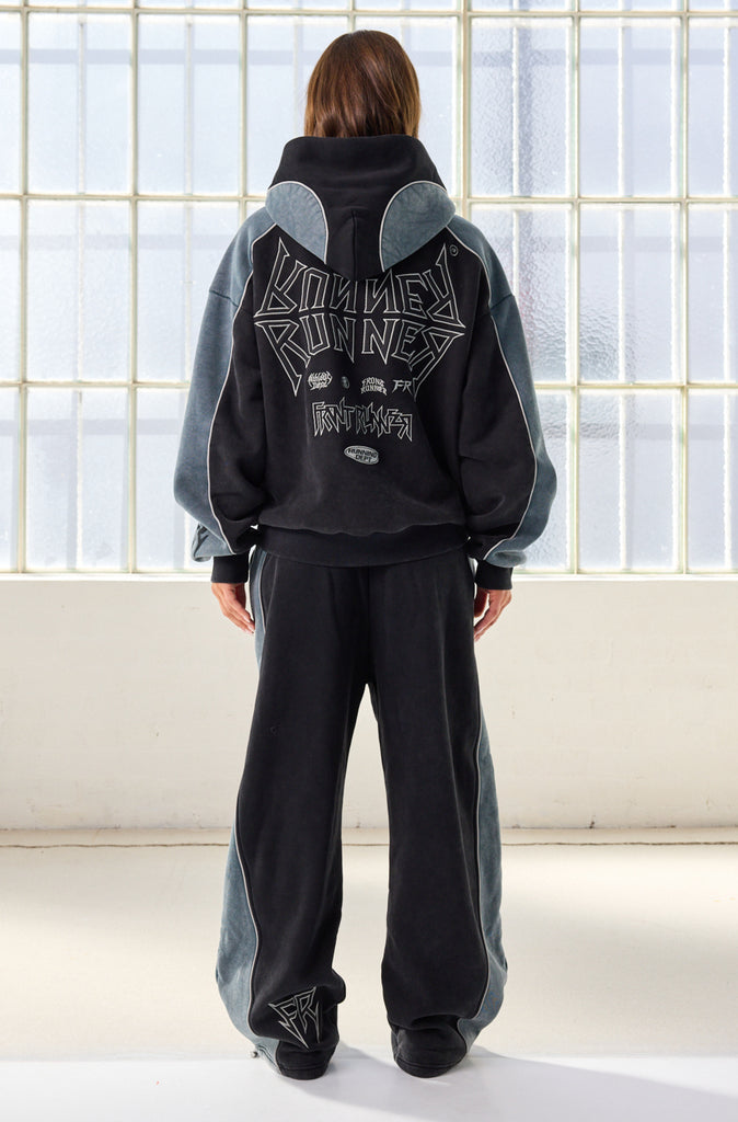 Tagged 2 Tone Hoodie Washed Black