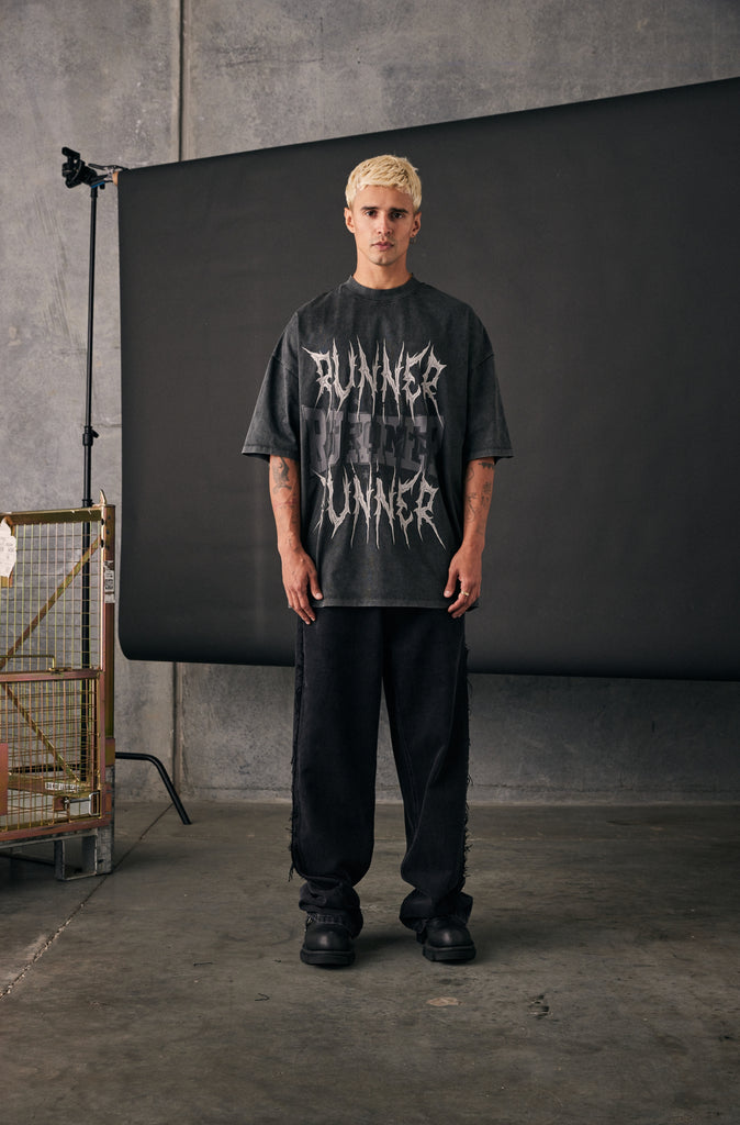 Runner Tribe Tee - Washed Black