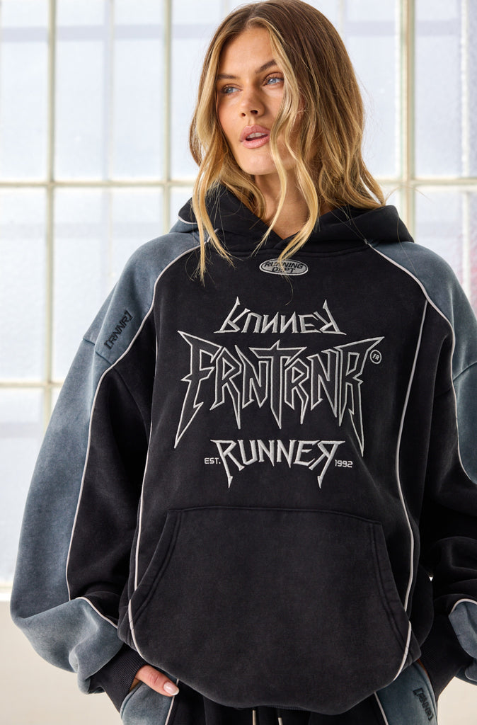 Tagged 2 Tone Hoodie Washed Black