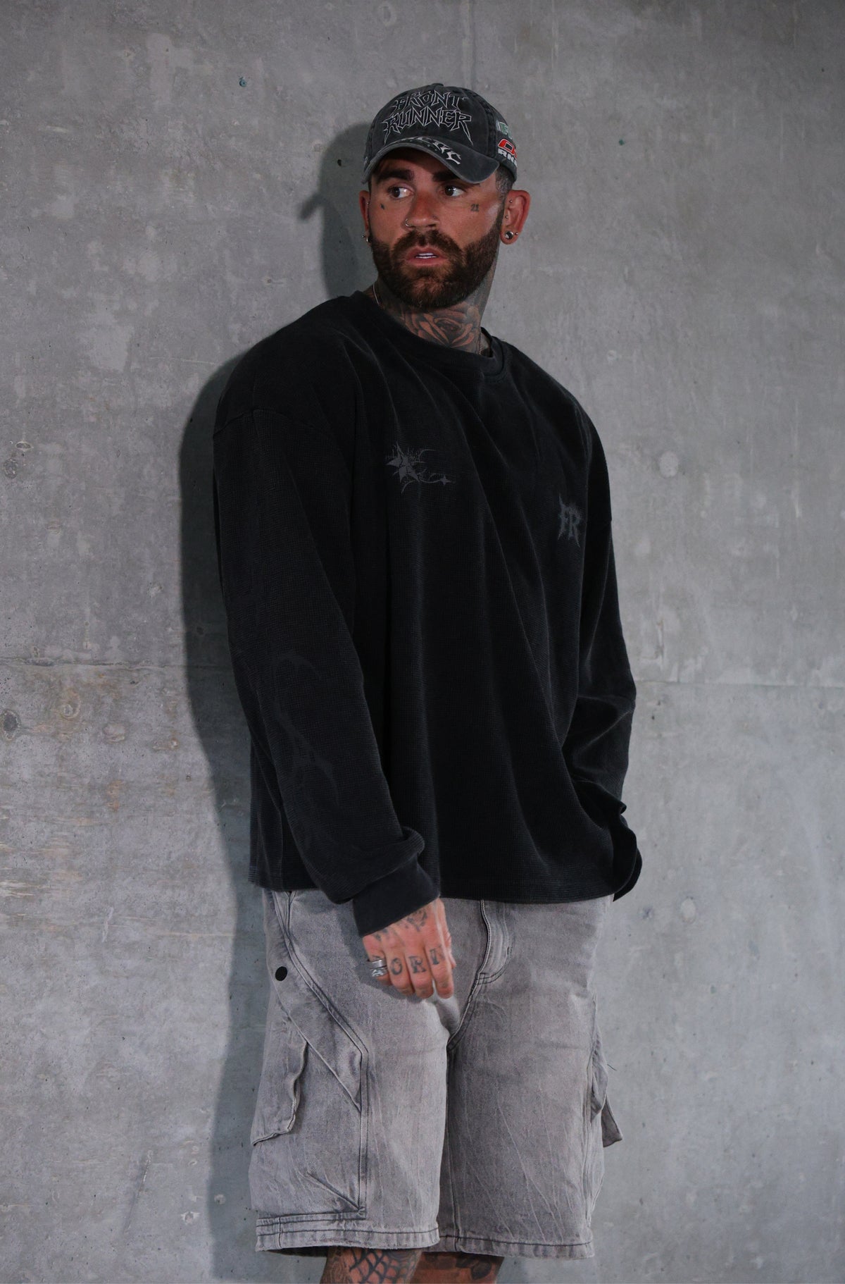 Sandstorm L/S Waffle Tee - Black - Men
