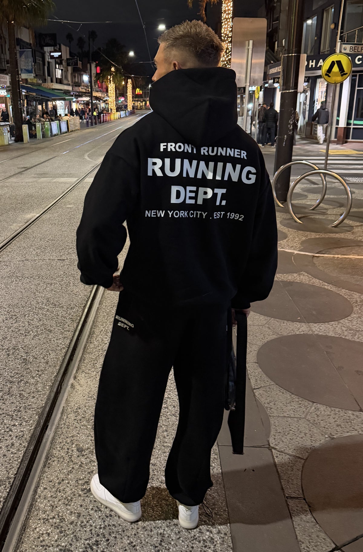 Running Dept Hoodie Black White [men]