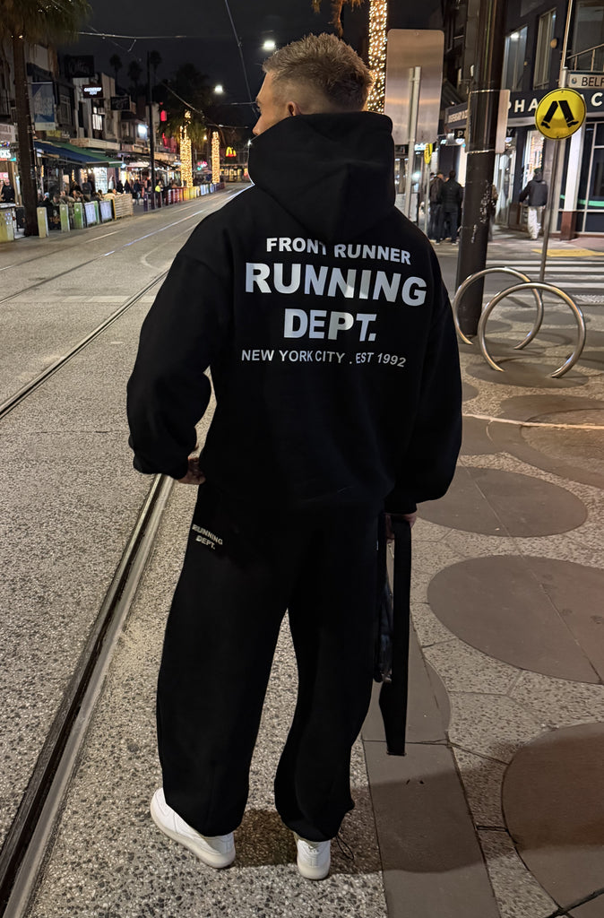 Running Dept Hoodie Black White
