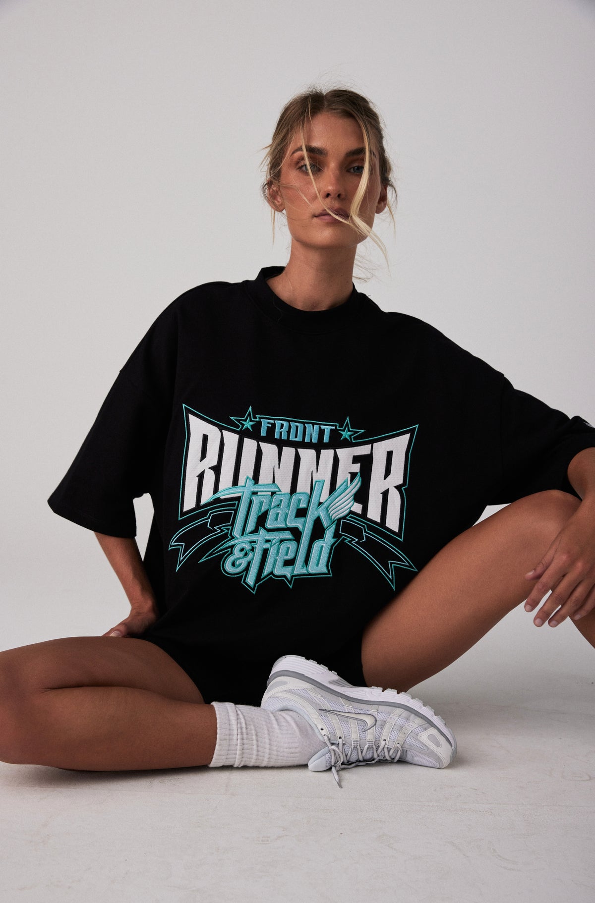 Track Runner Tee - Black Tiffany - Women